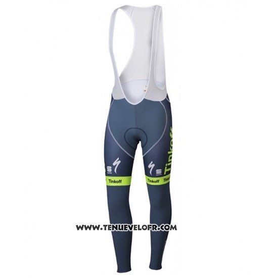 2016 Maillot Ciclismo Tinkoff Vert et Gris Manches Longues et Cuissard